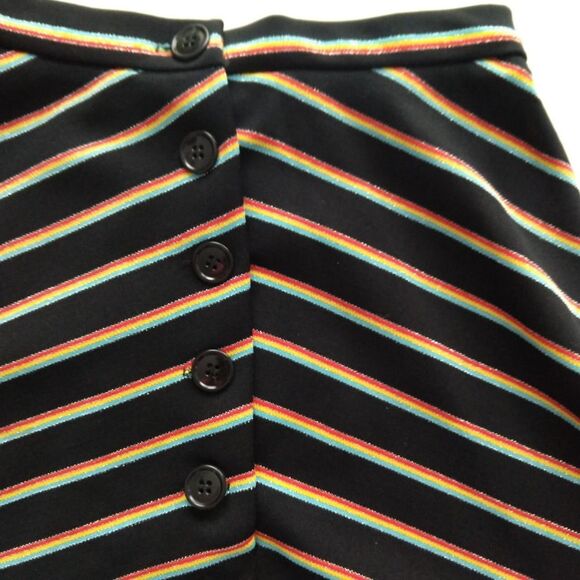 Vintage Black Striped Silver Sparkle A-Line Skirt - Picture 5 of 5